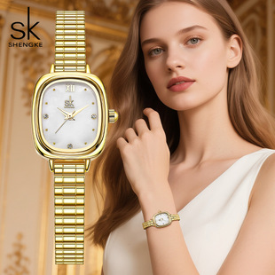新款 防水女士手表钢带请新款 正品 SK小表盘时尚 饰女表 装 饰小方表装