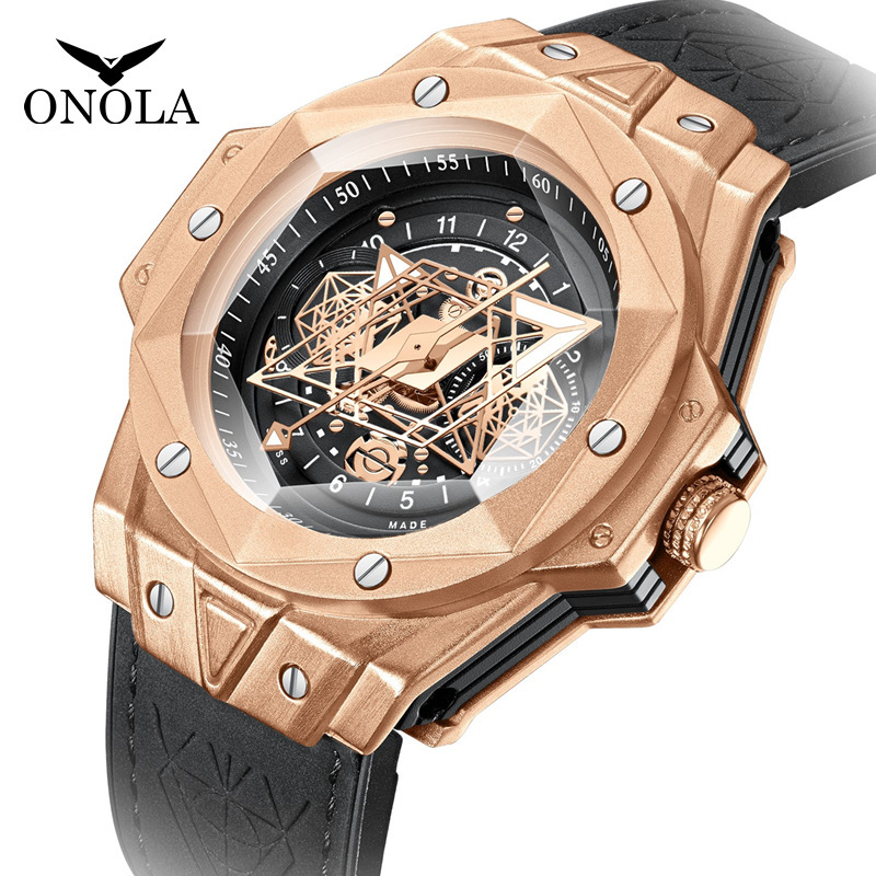 欧美onola满钻刺青男款夜光手表