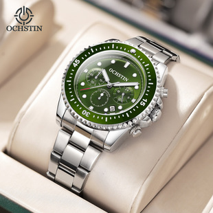 瑞士奥古斯登全自动夜光男士手表钢带多功能计时跑秒男表日历防水