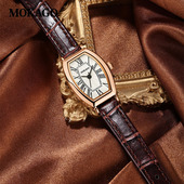 正品 新款 陌佧高酒桶形轻奢女表黑色皮带防水休闲气质礼物气质女表