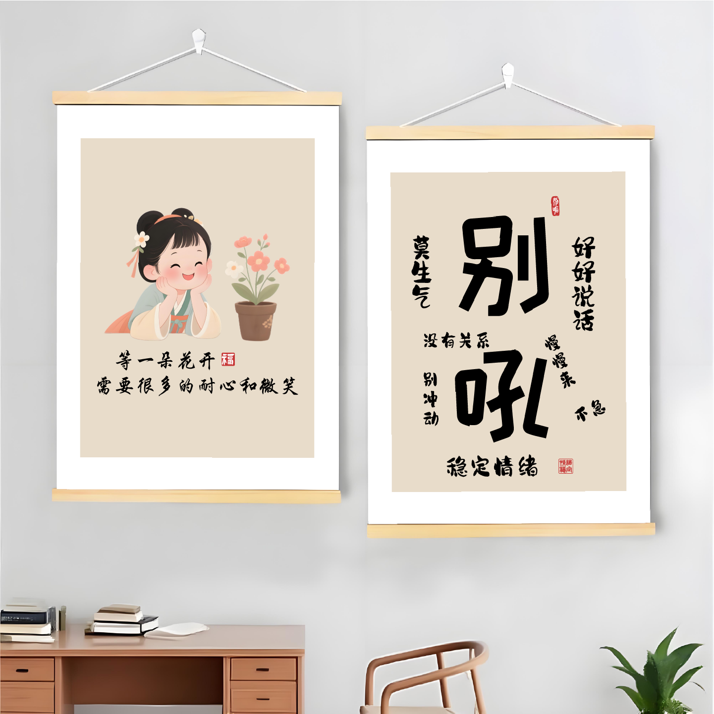 孩子房间书房客厅情文字愈系挂画