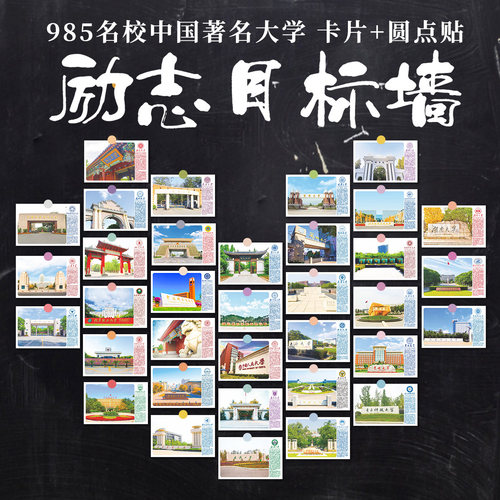 985大学211名校励志卡片目标挂图激励加油明信片班级氛围布置墙贴