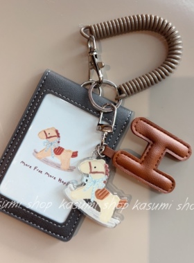 原创2026新款摇摇马钥匙扣两卡位皮质公交车饭卡追星证件工牌卡套