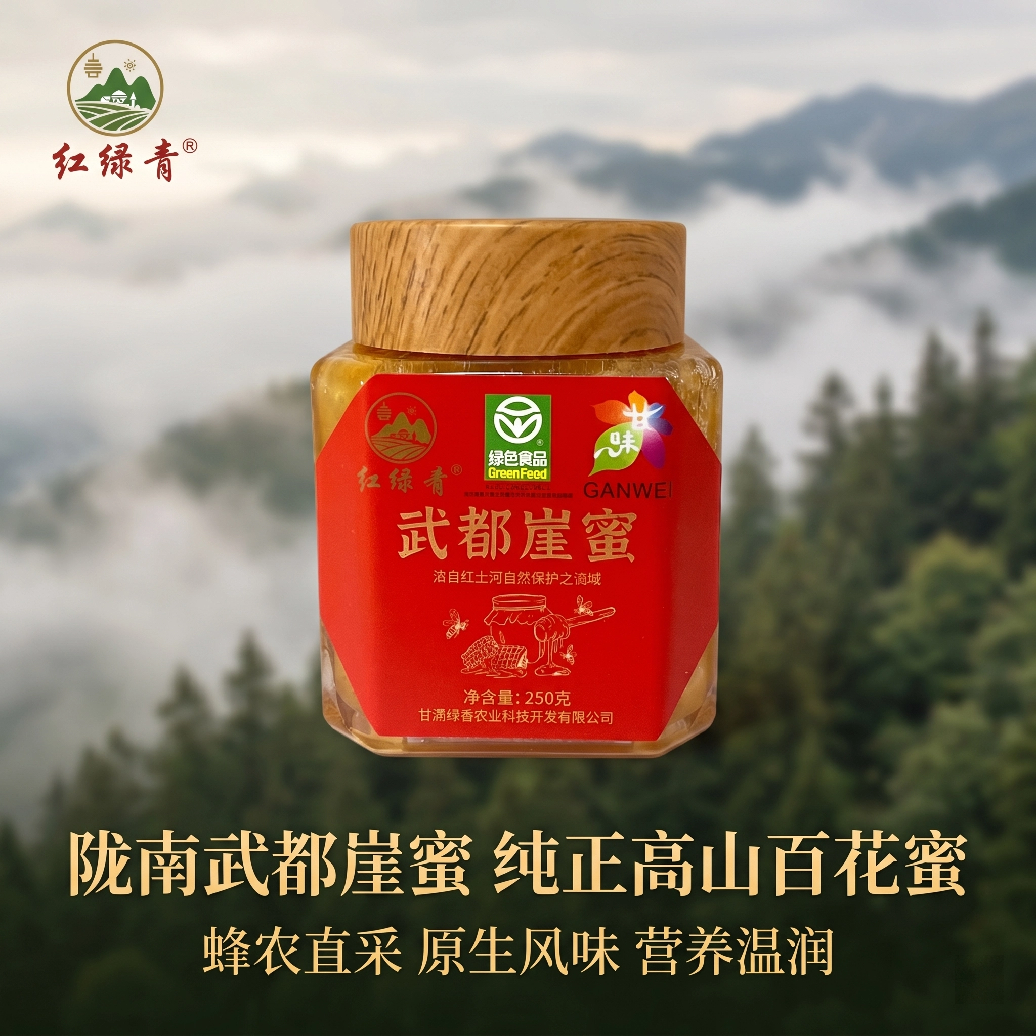 甘肃陇南特产武都崖蜜纯正高山百花土蜂蜜送礼250克*2瓶礼盒装