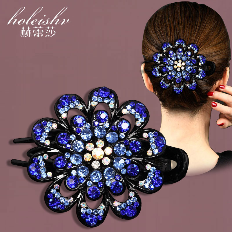 韩国大号抓夹水钻气质盘发鸭嘴夹