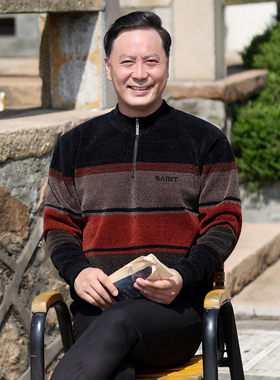 中老年男装雪尼尔毛衣加绒加厚