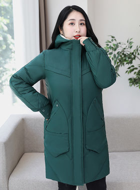 超大码羽绒服胖妹妹200斤260斤300羽绒衣轻薄款女中长款面包连帽