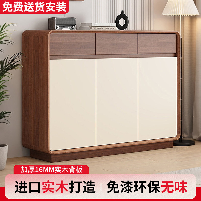 实木生态板鞋柜家用门口一体靠墙