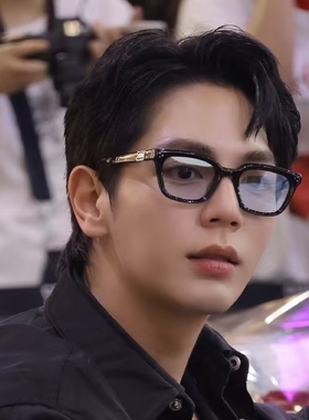 权志龙于适同款黑框窄边框墨镜浅蓝色防紫外线显脸小高级感韩版