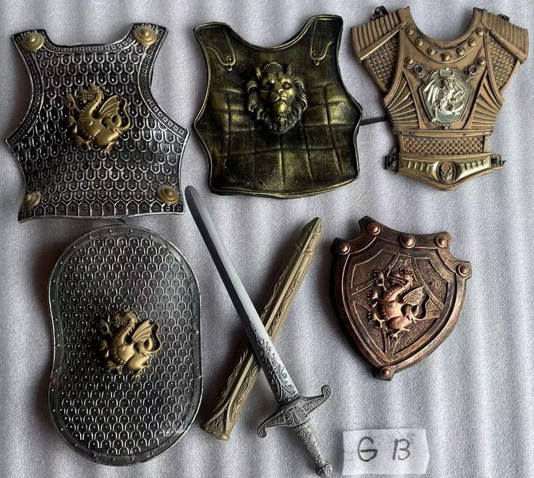 仿中国古代拍摄盔甲配件胸背 古装道具将军士兵腕肩吞兵器盾 胸甲