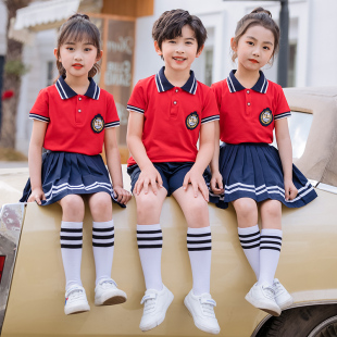 幼儿园园服短袖 小学生校服夏装 毕业服夏季 儿童班服套装 英伦风 夏款