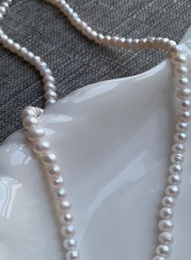 基础款百搭法式 近圆强光4-5mm天然淡水珍珠项链颈链锁骨链