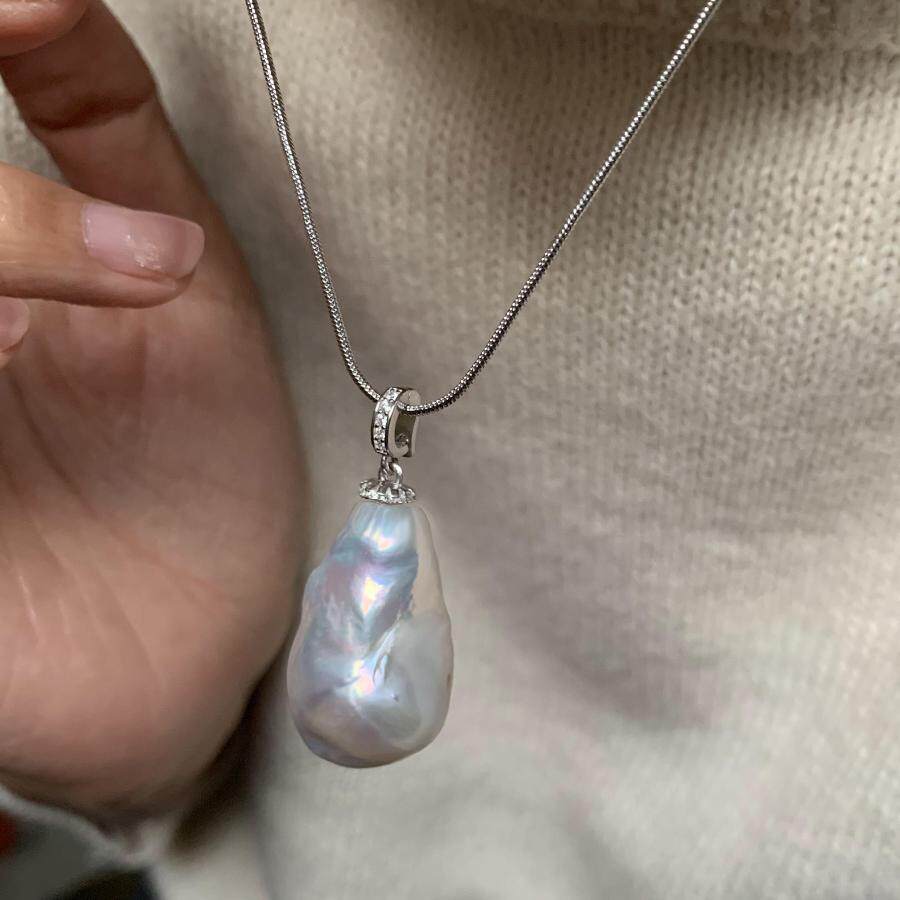 毛衣链百搭巴洛克珍珠925纯银