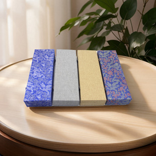 高端镇尺盒文房四宝礼品包装盒麻布实木镇纸收藏收纳盒木制盒