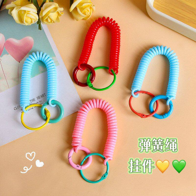 彩色弹簧绳电话线钥匙扣塑料可伸缩防丢弹力绳学生书包挂饰品