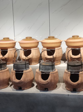 手工泥炉小土灶炖鸡泥土煨鸡汤