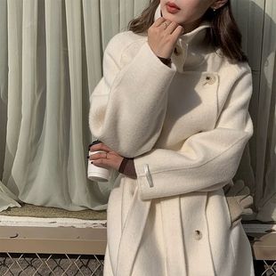 高端双面羊毛大衣女中长款呢绒外套韩版羊毛宽松100%双面羊绒大