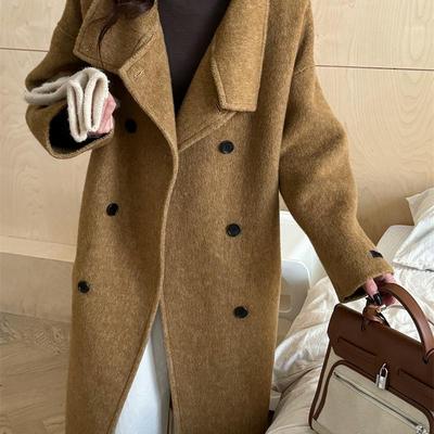 双面羊绒大衣女长款2025新款秋冬韩版宽松高级感立领羊毛呢外套