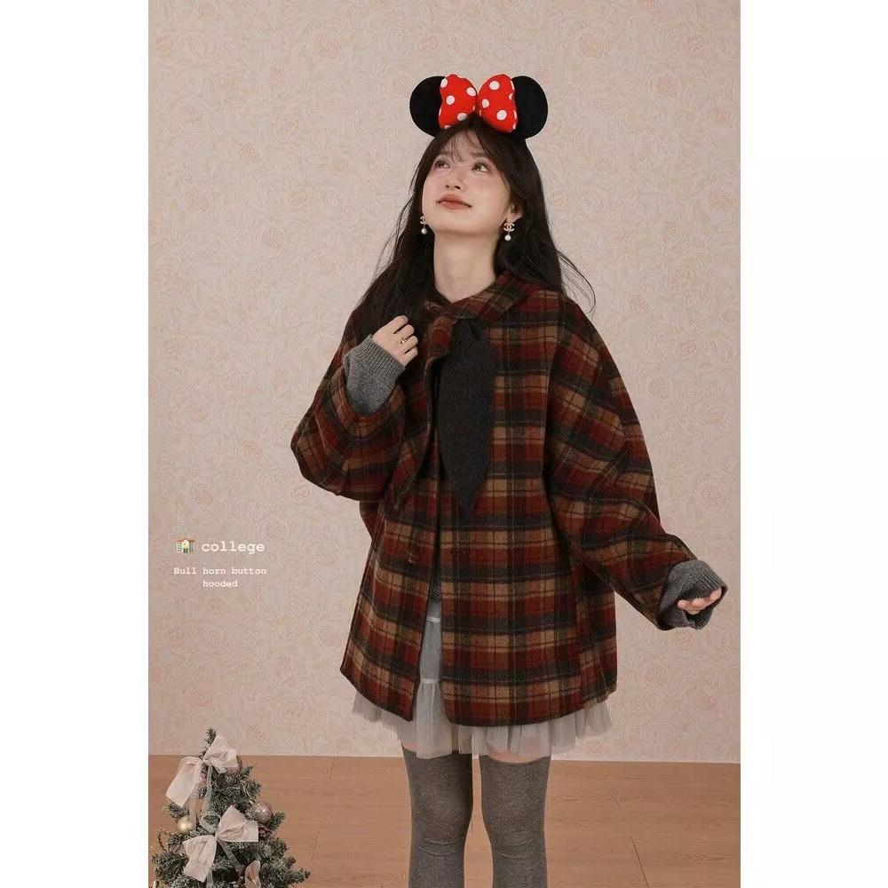 双面双穿格子围巾羊毛呢子毛呢