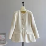 小蛮腰收腰A字摆圆领单排扣双面呢羊毛绒大衣毛呢外套女新款秋冬