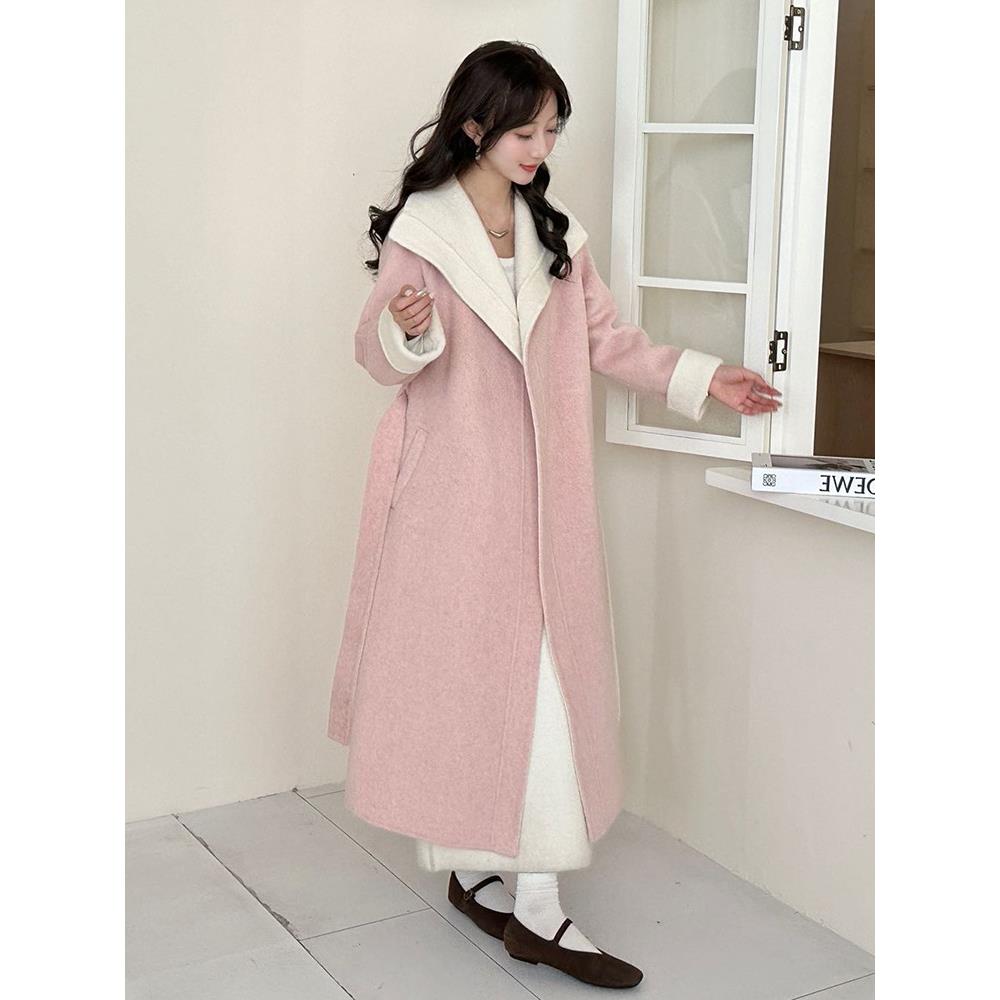 双面羊绒大衣女中长款宽松