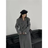 双面羊绒大衣双面呢法式 复古收腰沙漏型大衣女冬季 双面羊毛呢外套