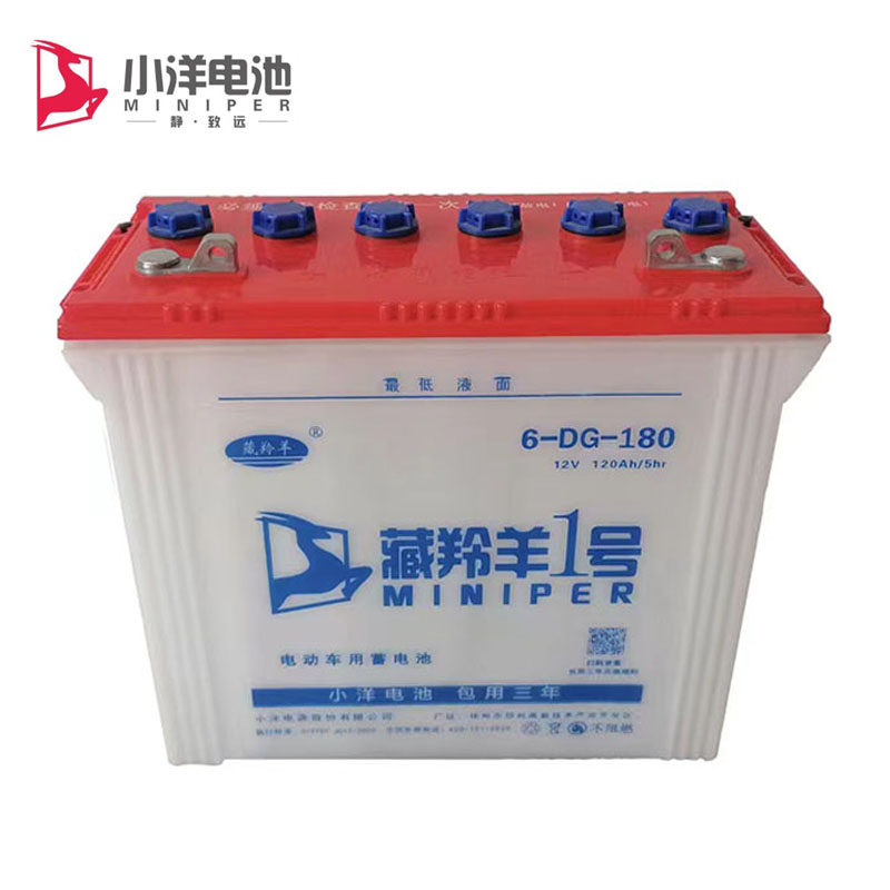 小洋电池6DG180型90斤牵引水电瓶电动三轮车垃圾转运车专用包邮