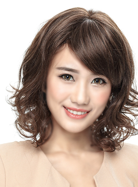 wigs2you高端假发中年女士全头套中长款卷发修脸短梨花头真人发丝