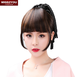 Wigs2you假发留海 一刀切齐刘海补发块 女士时尚鬓角流海补发片潮