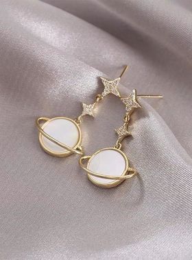 2023年新款潮个性耳饰S925银针韩国东大门星球耳钉长款气质耳环女