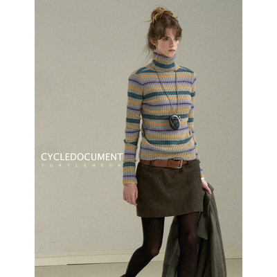 CycleDocument条纹高领毛衣女