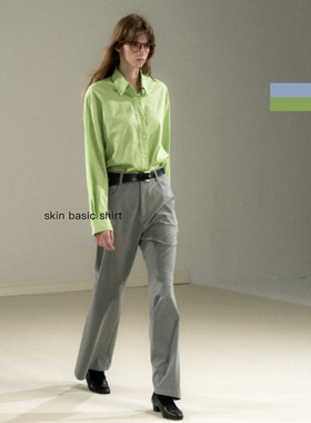 Cycle Document意式亚麻棉松弛感刺绣亮色长袖衬衫女通勤宽松衬衣