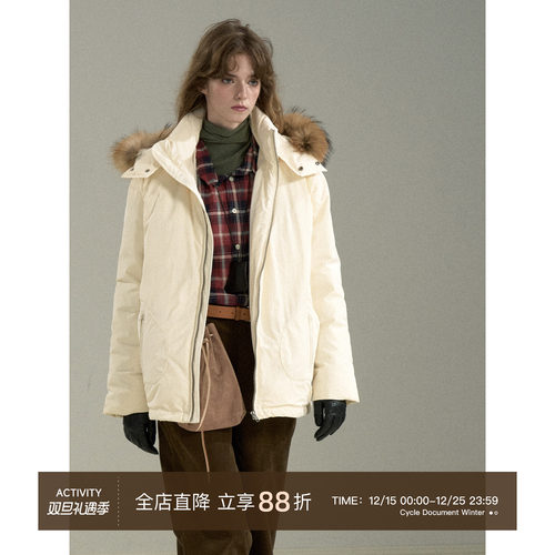 CycleDocument貉子毛领羽绒服