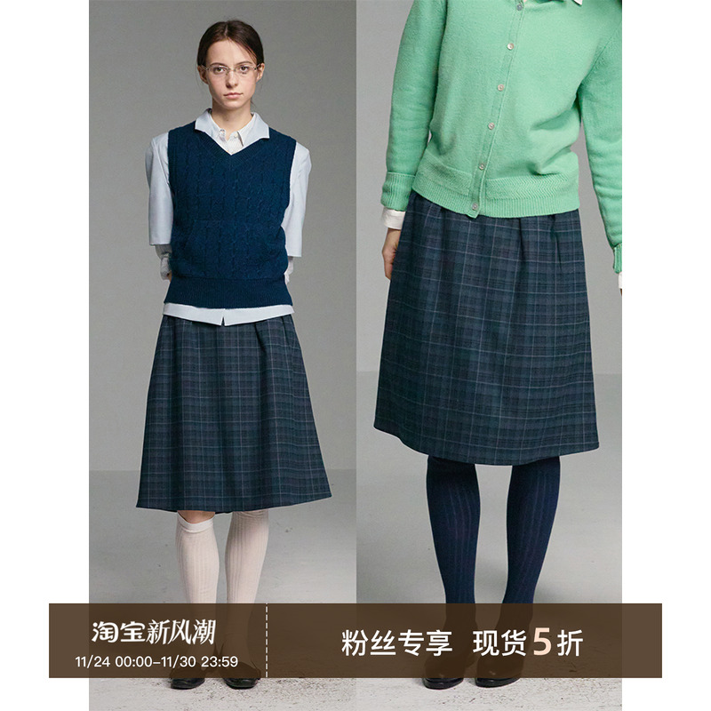 CycleDocument复古格纹半身裙