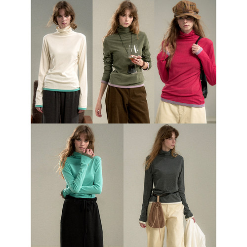 CycleDocument高领撞色打底衫