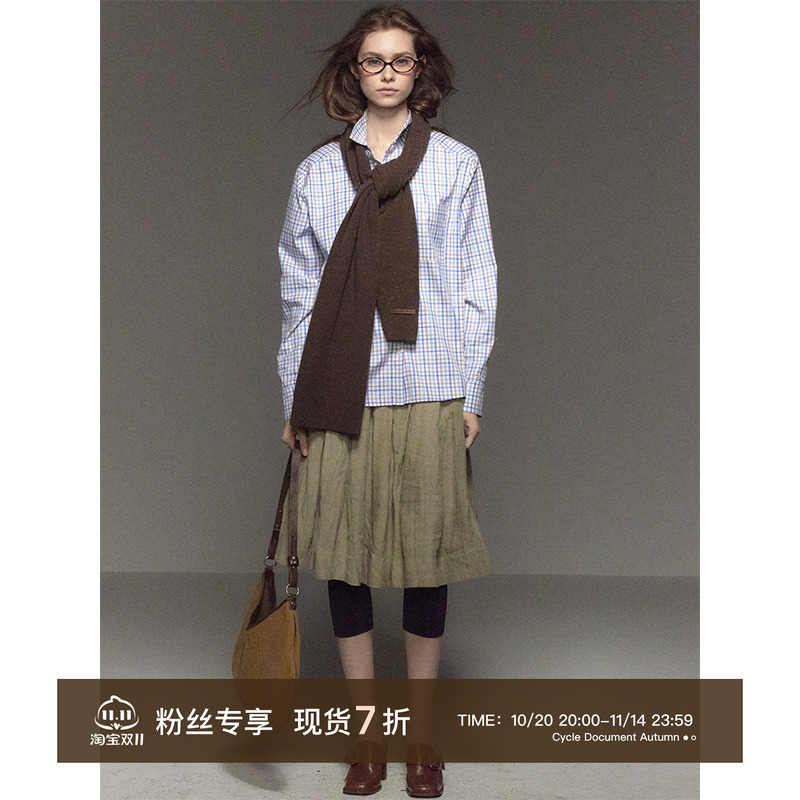 CycleDocument廓形格纹长袖衬衫