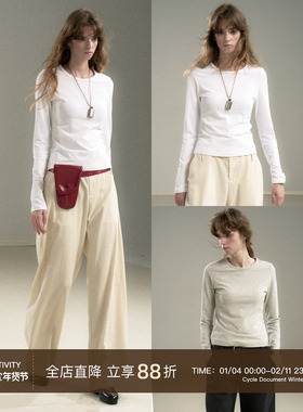 Cycle Document 叠穿B备云朵T&重磅正肩修身长袖T恤女内搭打底衫