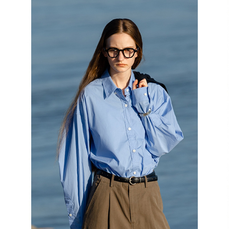 cycle document 21fw "percale silhouette"经典高密棉蓝衬衫