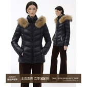 95白鸭绒真貉子毛领排骨修身 Cycle Document 羽绒服女冬连帽外套