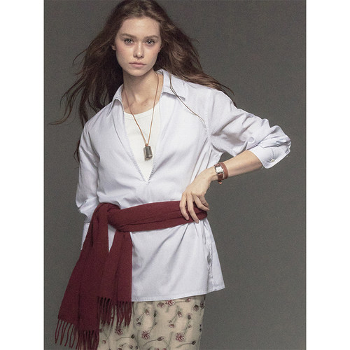 CycleDocument深V领细条纹衬衫