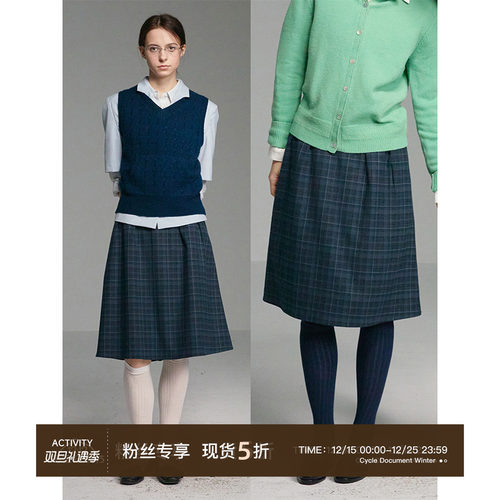 CycleDocument复古格纹半身裙