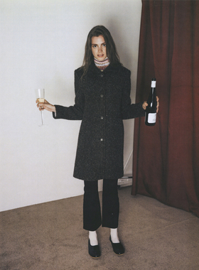 Cycle Document灰绿色质感显瘦羊毛大衣女通勤OL风中长款毛呢外套