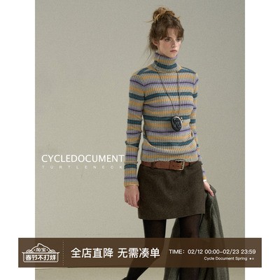 CycleDocument条纹高领毛衣女