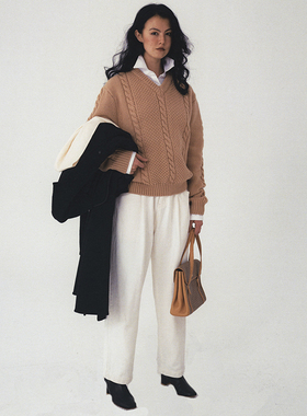 Cycle Document 复古白色高腰直筒牛仔裤女通勤基础款阔腿休闲裤