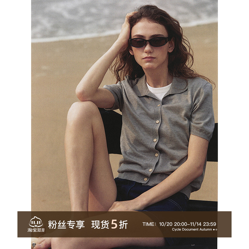 CycleDocument翻领短袖针织衫