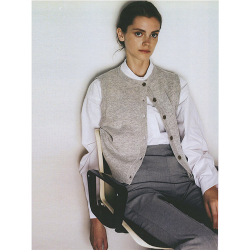 100%纯羊毛圆领针织马甲女