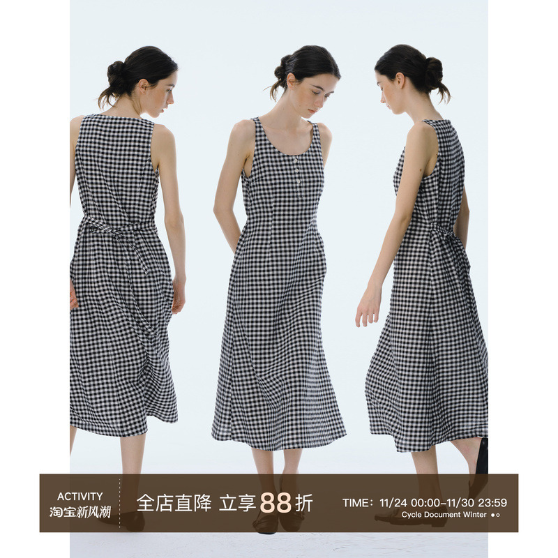 CycleDocument格纹背心连衣裙