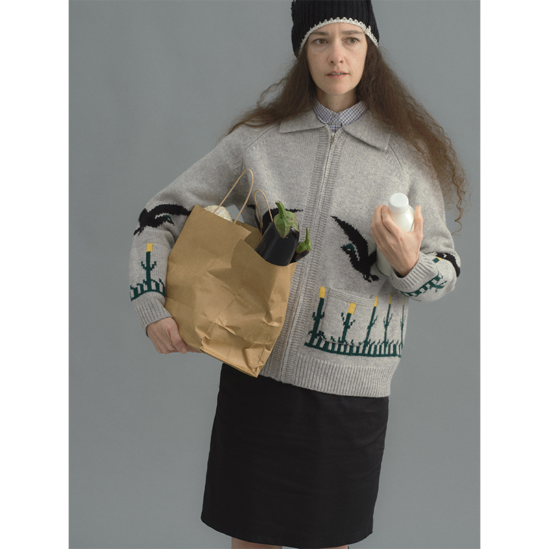 CycleDocument大雁绣花开衫毛衣