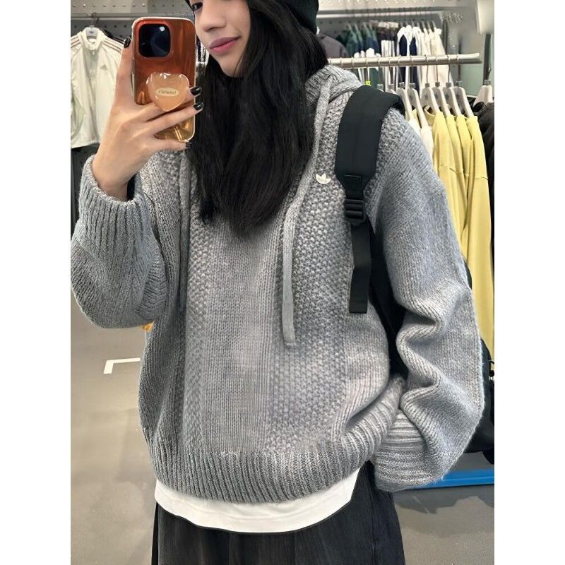 adidas阿迪达斯三叶草冬宽松舒适女子针织运动连帽衫外套 KS5967