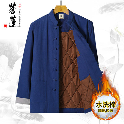 菩莲唐装棉麻棉袄加厚保暖棉服